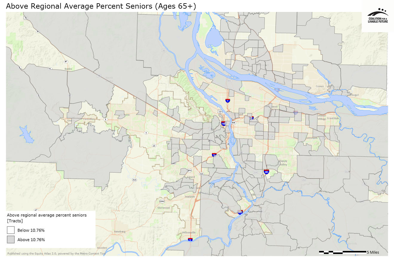 Above Regional Average Percent Seniors (Ages 65+) Above Regional Average Percent Seniors (Ages 65+)