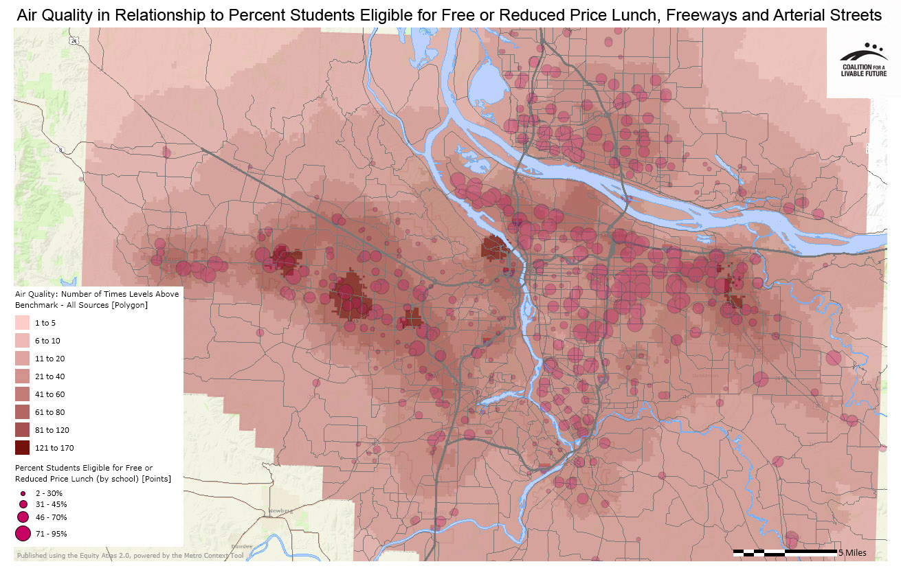 Air Quality in Relationship to Percent Students Eligible for Free or Reduced Price Lunch, Freeways and Arterial Streets