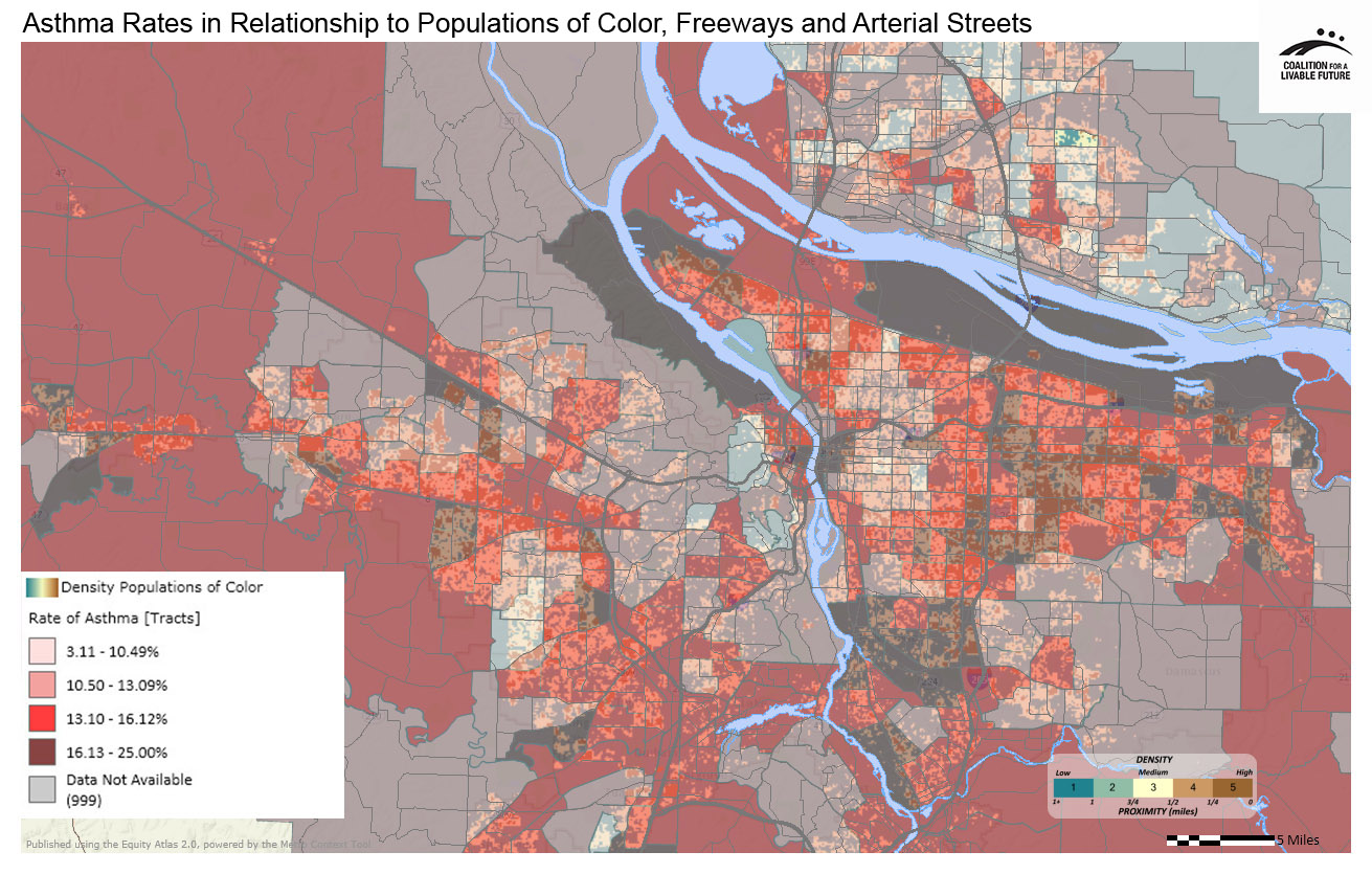 Asthma Rates in Relationship to Populations of Color, Freeways and Arterial Streets