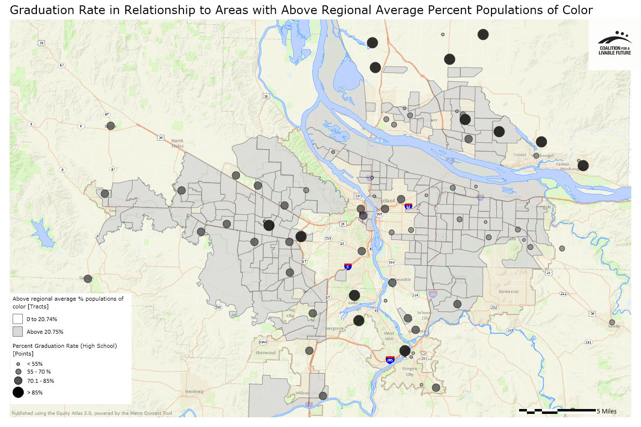 Graduation Rate in Relationship to Areas with Above Regional Average Percent Populations of Color Graduation Rate in Relationship to Areas with Above Regional Average Percent Populations of Color