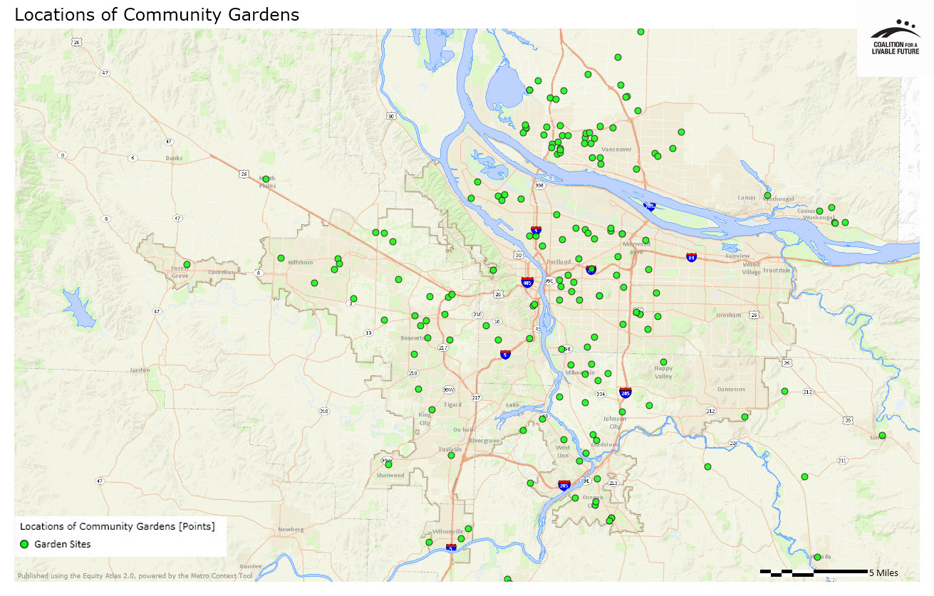 Locations of Community Gardens Locations of Community Gardens