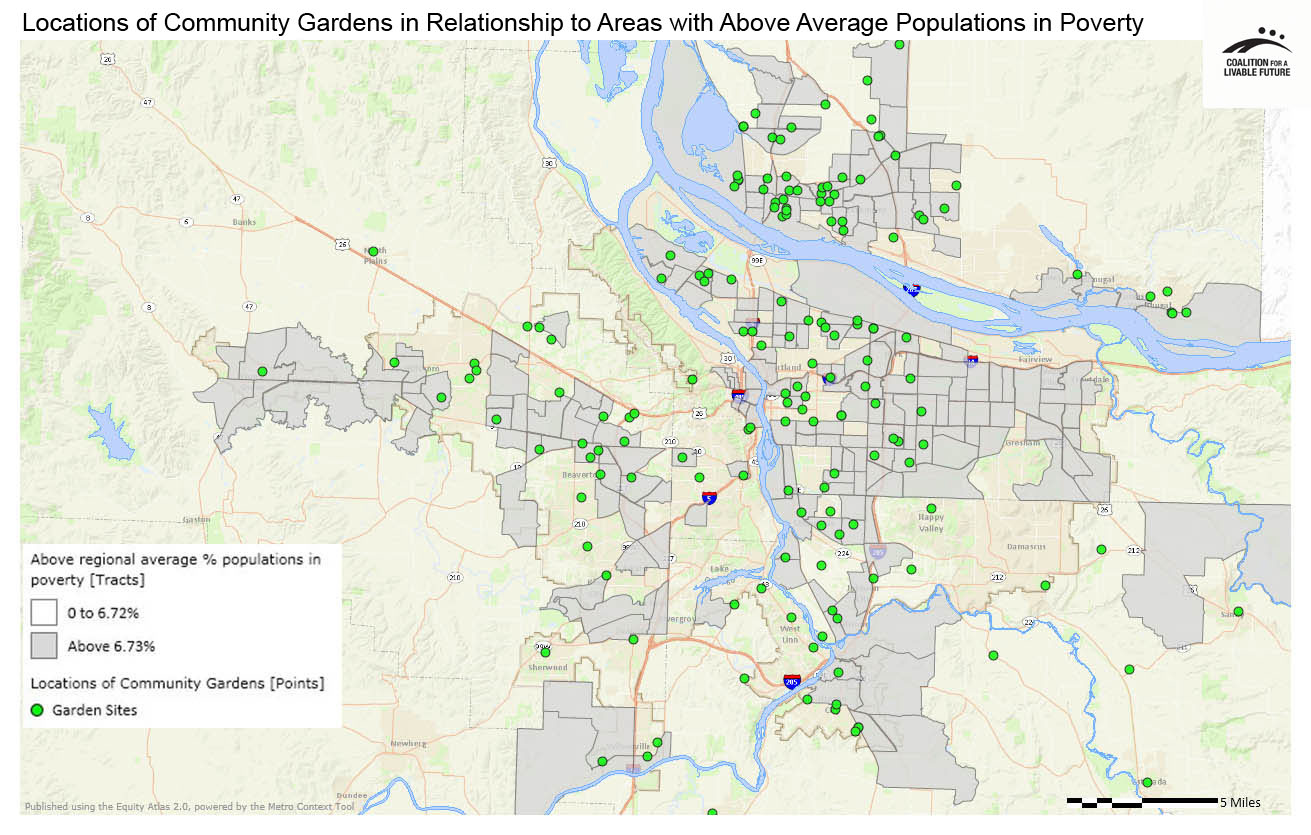 Locations of Community Gardens in Relationship to Areas with Above Regional Average Percent Populations in Poverty Locations of Community Gardens in Relationship to Areas with Above Regional Average Percent Populations in Poverty