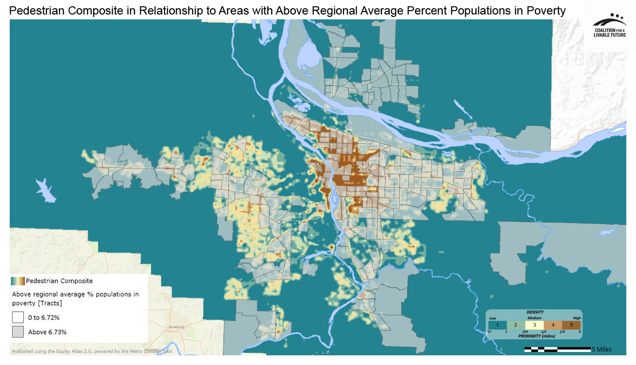 Pedestrian Composite in Relationship to Areas with Above Regional Average Percent Populations in Poverty Pedestrian Composite in Relationship to Areas with Above Regional Average Percent Populations in Poverty