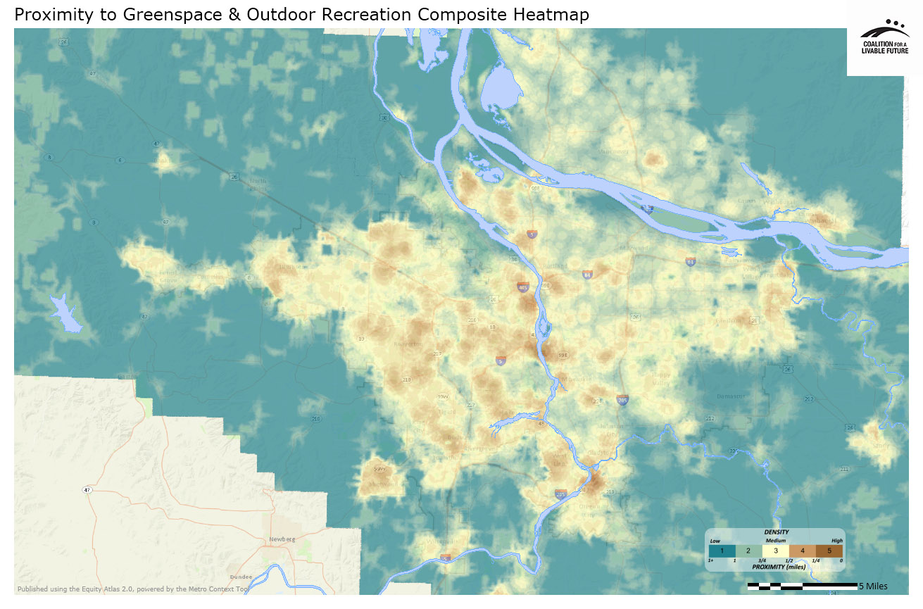 Proximity to Greenspace and Outdoor Recreation Composite Heatmap Proximity to Greenspace and Outdoor Recreation Composite Heatmap