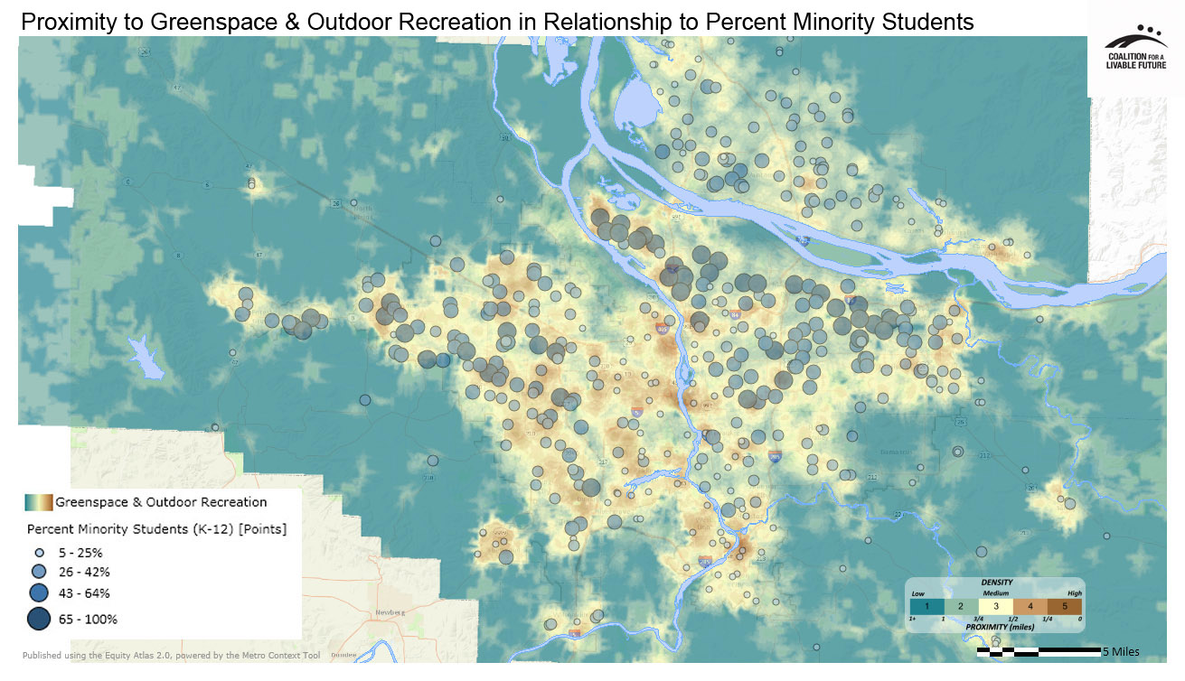 Proximity to Greenspace & Outdoor Recreation in Relationship to Percent Minority Students by School Proximity to Greenspace & Outdoor Recreation in Relationship to Percent Minority Students by School