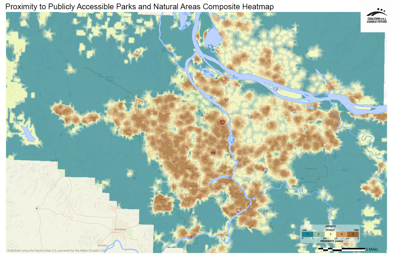 Proximity to Publicly Accessible Parks and Natural Areas Composite Heatmap Proximity to Publicly Accessible Parks and Natural Areas Composite Heatmap