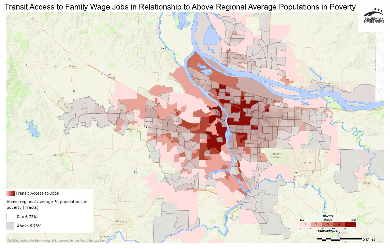 Transit Access to Family Wage Jobs in Relationship to Areas with Above Regional Average Percent Populations in Poverty