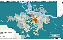 Pedestrian Composite in Relationship to Areas with Above Regional Average Percent Populations of Color