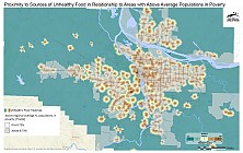 Proximity to Typical Sources of Unhealthy Foods in Relationship to Areas with Above Regional Average Percent Populations in Poverty